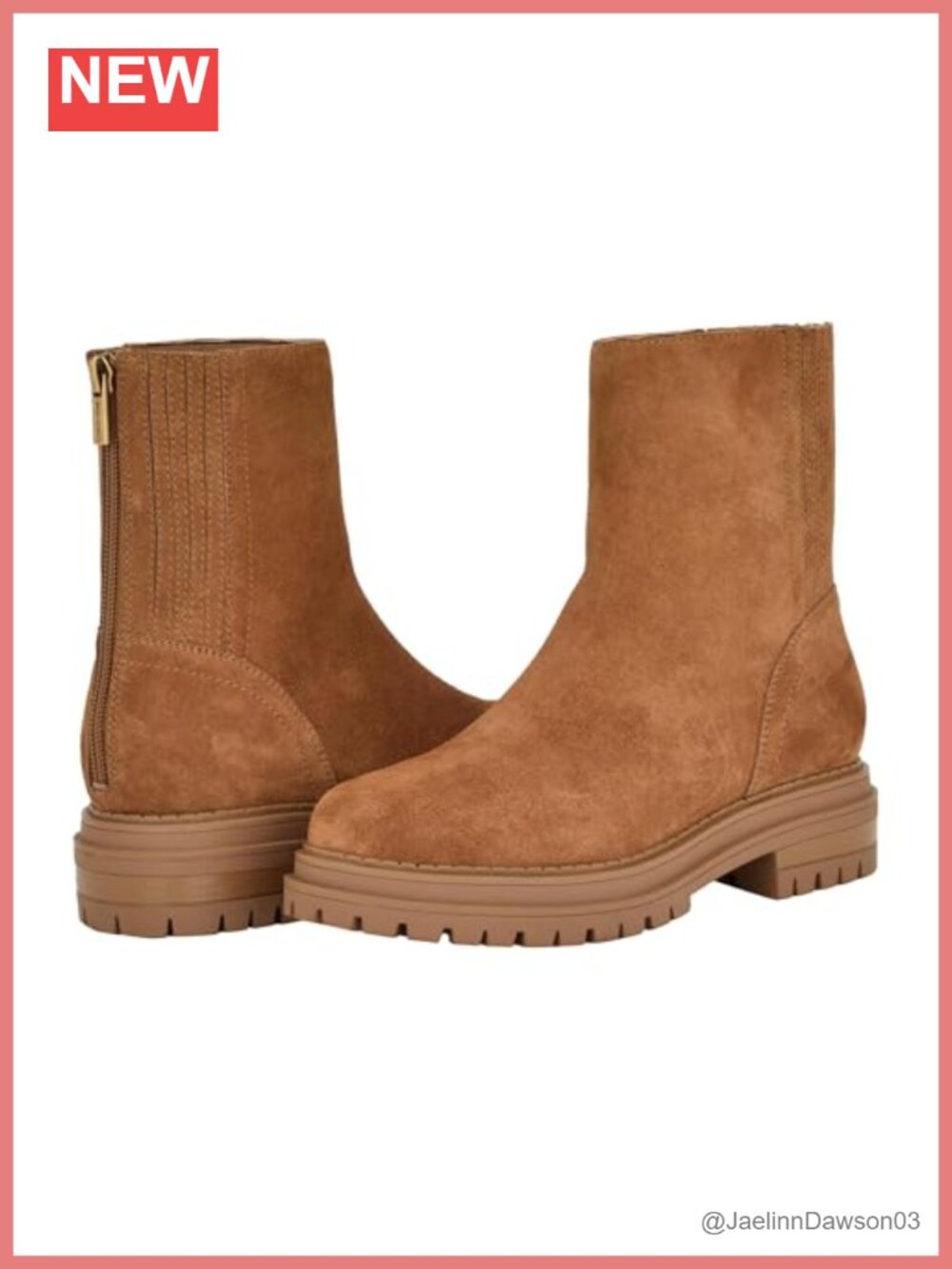 Almond Toe Ankle Booties Block Heel Suede Zip Closure